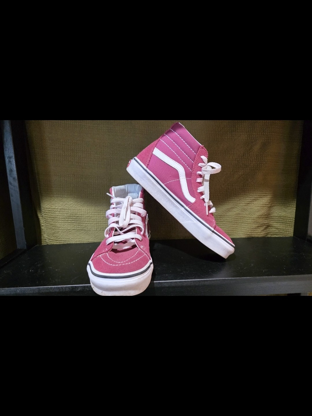 Vans Pink High-Top Skate Sneakers with White Stripe